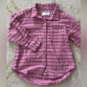 Old Navy Pink Plaid Button-Down Shirt for Kids